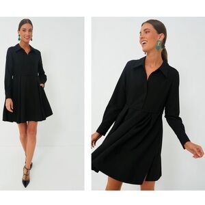 Tuckernuck Pomander Place Black Annalise Long Sleeve Pleated Dress Size Large